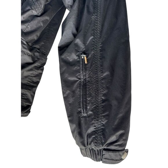VTG NILS Woman's Sz 12 Black Mountain Black Ski Jacket Hooded Quilted Lining - Picture 9 of 13